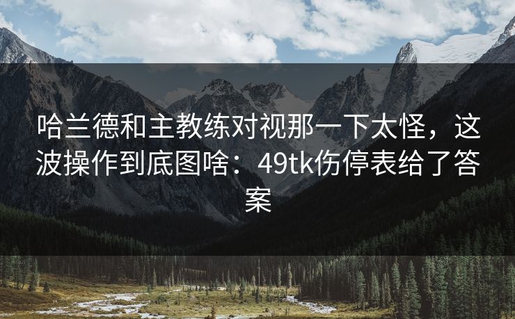 哈兰德和主教练对视那一下太怪,这波操作到底图啥:49tk伤停表给了答案 哈兰德和主教练对视那一下太怪,这波操作到底图啥:49tk伤停表给了答案